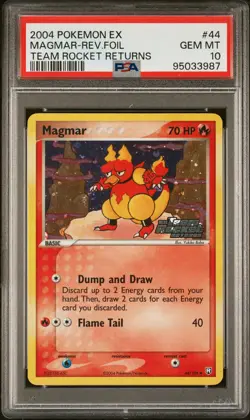 2004 POKEMON EX TEAM ROCKET RETURNS #44 MAGMAR-REVERSE FOIL PSA 10 - Image 1