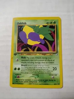 Oddish 1st Edition Neo Genesis Pokemon Card 68/111 WOTC 1999 Vintage - Heavy Pla - Image 1