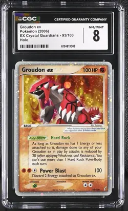 Groudon ex 93/100 Holo Rare Pokemon Card CGC 8 - EX Crystal Guardians Mega Swirl - Image 1