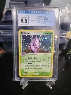 CGC 9.5 Nidorino EX Fire Red & Leaf Green 41/112 Reverse Holo Pokemon Card - Image 1