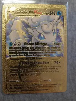 ALOLAN VULPIX VSTAR GOLD FOIL CARD RARE FAN ART POKEMON LP - Image 1
