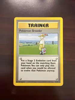 Pokemon TCG Trainer: Pokemon Breeder Base Set Rare Unlimited 76/102 NM LP - Image 1