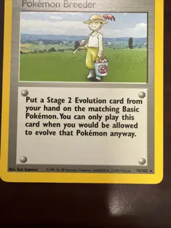 Pokemon TCG Trainer: Pokemon Breeder Base Set Rare Unlimited 76/102 NM LP - Image 4