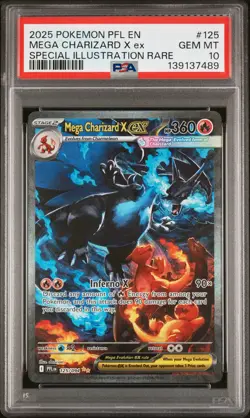 2025 POKEMON PFL EN-PHANTASMAL FLAMES #125 MEGA CHARIZARD X EX PSA 10 - Image 1