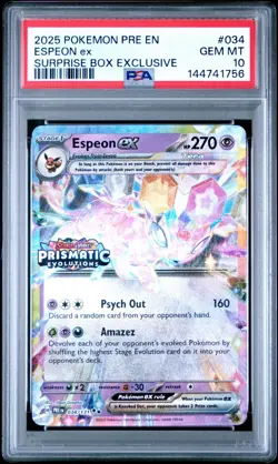 2025 POKEMON PRE EN-PRISMATIC EVOLUTIONS SURPRISE BOX EXCLUSIVE ESPEON EX PSA 10 - Image 1