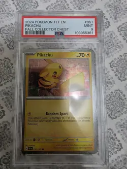 2024 POKEMON TEF EN-TEMPORAL FORCES FALL COLLECTOR CHEST #051 PIKACHU PSA 9 - Image 1