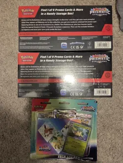 2 Pokemon Prismatic Evolutions Surprise Box New Sealed + Prismatic Tech Sticker - Image 3