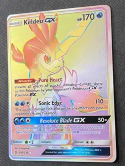 Pokemon Keldeo GX 240/236 Sm-Unified Minds Holo Secret Rare Full Art Rainbow - Image 2