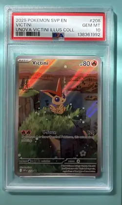 Pokemon 2025 SVP Promo Victini Illustration Collection #208 PSA 10 - Image 1