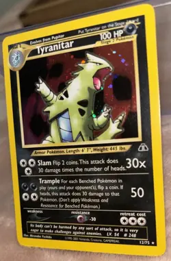 TYRANITAR - 12/75 - Neo Discovery - Holo SWIRL - Pokemon Card - EXC / NEAR MINT - Image 2