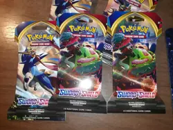 Pokemon TCG Sword And Shield Base Set Booster Pack Lot Of 5 Factory Sealed - Image 2