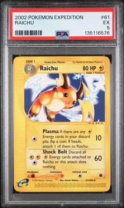 2002 POKEMON EXPEDITION #61 RAICHU PSA 5 - Image 1