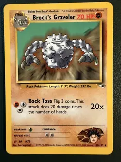 Pokemon TCG Brock's Graveler 40/132 Gym Heroes WOTC LP - Image 1