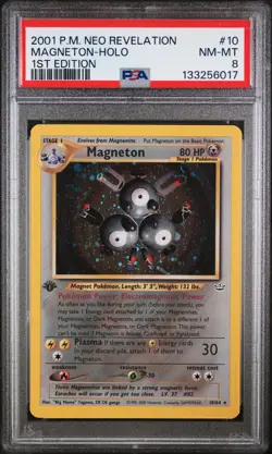 2001 POKEMON NEO REVELATION 1ST ED #10 MAGNETON-HOLO PSA 8 - Image 1