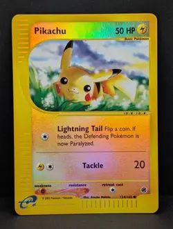 Pikachu 124/165 Expedition Base Set Reverse Holo Rare Pokemon TCG LP - Image 1