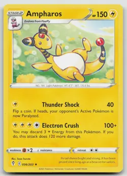 Ampharos 056/203 SWSH07: Evolving Skies Rare Pokemon TCG Card - Image 1