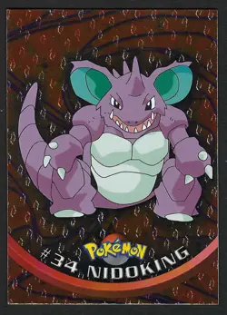 1999 Topps TV Series #34 Nidoking Flames Card Pokemon TCG Foil Black Label - Image 1