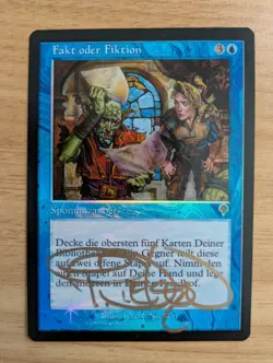 MtG *FOIL* *Signed* German Fact or Fiction from Invasion, Lightly Played - Image 1