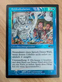 MtG *FOIL* German Miscalculation from Urza's Saga, Lightly Played - Image 1