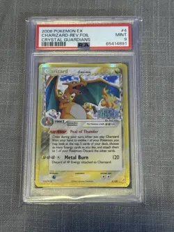 2006 POKEMON EX CRYSTAL GUARDIANS #4 CHARIZARD-REVERSE FOIL - PSA 9 STAMPED - Image 1