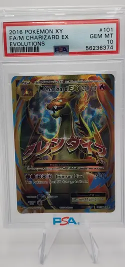 2016 Pokemon XY Evolutions Mega Charizard ex Full Art M 101/108 PSA 10 Gem Mint - Image 1