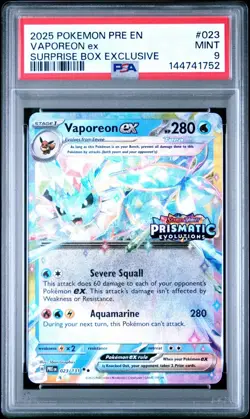 2025 POKEMON PRE EN-PRISMATIC EVOLUTIONS #023 VAPOREON EX PSA 9 - Image 1