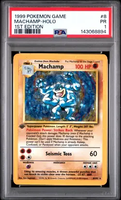 1999 POKEMON BASE SET 1ST EDITION #8 MACHAMP-HOLO PSA 1 - Image 1