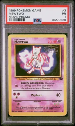PSA 1 - Mewtwo #3 1999 WB POKEMON THE FIRST MOVIE PROMO - Image 2
