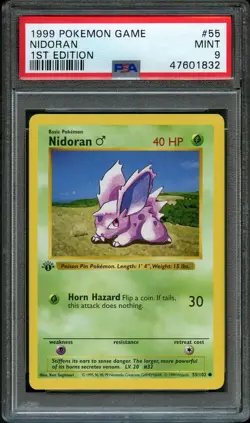 PSA 9 Mint Nidoran 55/102 1st Edition Shadowless Base Set Pokemon - Image 1