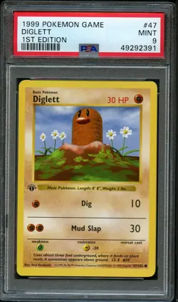 Pokemon 1st Edition Diglett #47 | PSA 9 Mint | Base Set 1999 - Image 1