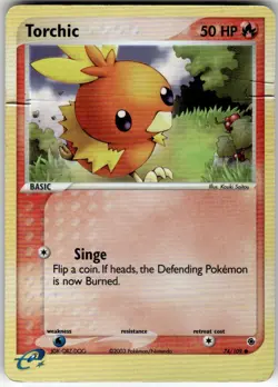 TORCHIC - 74/109 - C - RUBY & SAPPHIRE - POKEMON - REVERSE HOLO - DAMAGED - Image 2