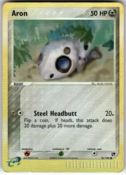 ARON - 56/100 - C - SANDSTORM - POKEMON - REVERSE HOLO - DAMAGED - Image 2