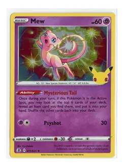 Mew 011/025 Holo Rare Holo Celebrations Pokemon LP - Image 1