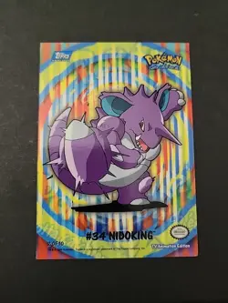 MP 2000 Topps Pokemon TV Nidoking #34 Stick-Ons Sticker 2 of 10 Blue Logo - Image 1