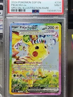 2024 Pokemon SSP EN Pikachu ex Special Illustration RARE 238/191 PSA Mint 9 #238 - Image 1
