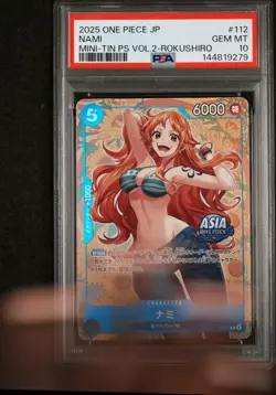 Nami 112 One Piece Japanese Mini-Tin Pack Set Vol.2 ROKUSHIRO GEM MINT PSA 10 - Image 1