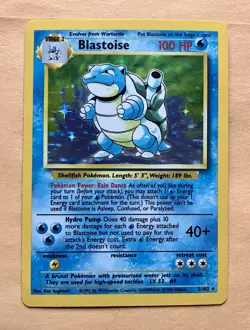 Blastoise 2/102 Base Set 2 Holo Rare Pokemon Card Rain Dance Unlimited WOTC - Image 1