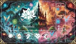MTG Table Playmat - Fantasy Castle Theme with Zones - Image 1