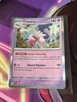 2023 Pokemon Scarlet Violet Paldea Evolved Rare Holo Tinkaton Card 105/193 - Image 1