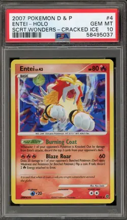 Pokemon Entei Secret Wonders Cracked Ice Holo Rare #4 PSA 10 Gem Mint - Image 1