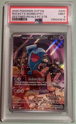 Team Rocket's Wobbuffet 203/182 Destined Rivals Pokemon Center Promo PSA 9 - Image 1