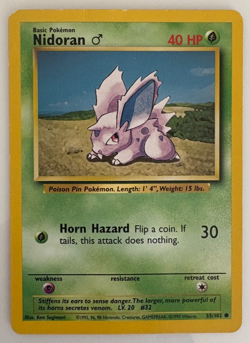 Pokemon Nidoran 55/102 Common Unlimited Base Set MP / $1 flat rate shipping - Image 1