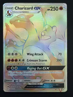 2017 POKEMON SM BURNING SHADOWS #150/147 CHARIZARD GX RAINBOW SECRET RARE NM - Image 1