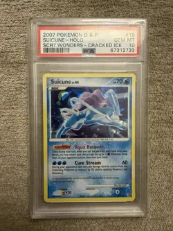 Pop 29! 2007 Pokemon Diamond Pearl Secret Wonders Cracked Ice #19 Suicune PSA 10 - Image 1