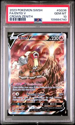 2023 POKEMON SWORD & SHIELD CROWN ZENITH #GG36 FULL ART/ENTEI V PSA 10 - Image 1