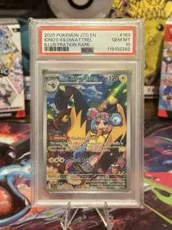 2025 Pokemon TCG: Iono’s Kilowattrel IR 163/159 Journey together PSA Gem Mint 10 - Image 1