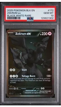 2025 POKEMON BLK EN-BLACK BOLT BLACK WHITE RARE #172 ZEKROM EX PSA 10 - Image 1