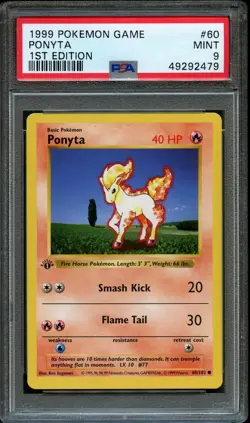 1999 POKEMON BASE SET 1ST EDITION #60 PONYTA PSA 9 MINT - Image 1