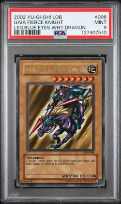 2002 Yu-Gi-Oh! Gaia/Fierce Knight Legend of Blue Eyes LOB Unlimited Ultra PSA 9 - Image 1
