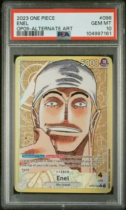 2023 ONE PIECE OP05-AWAKENING OF THE NEW ERA #098 ENEL ALTERNATE ART PSA 10 - Image 1